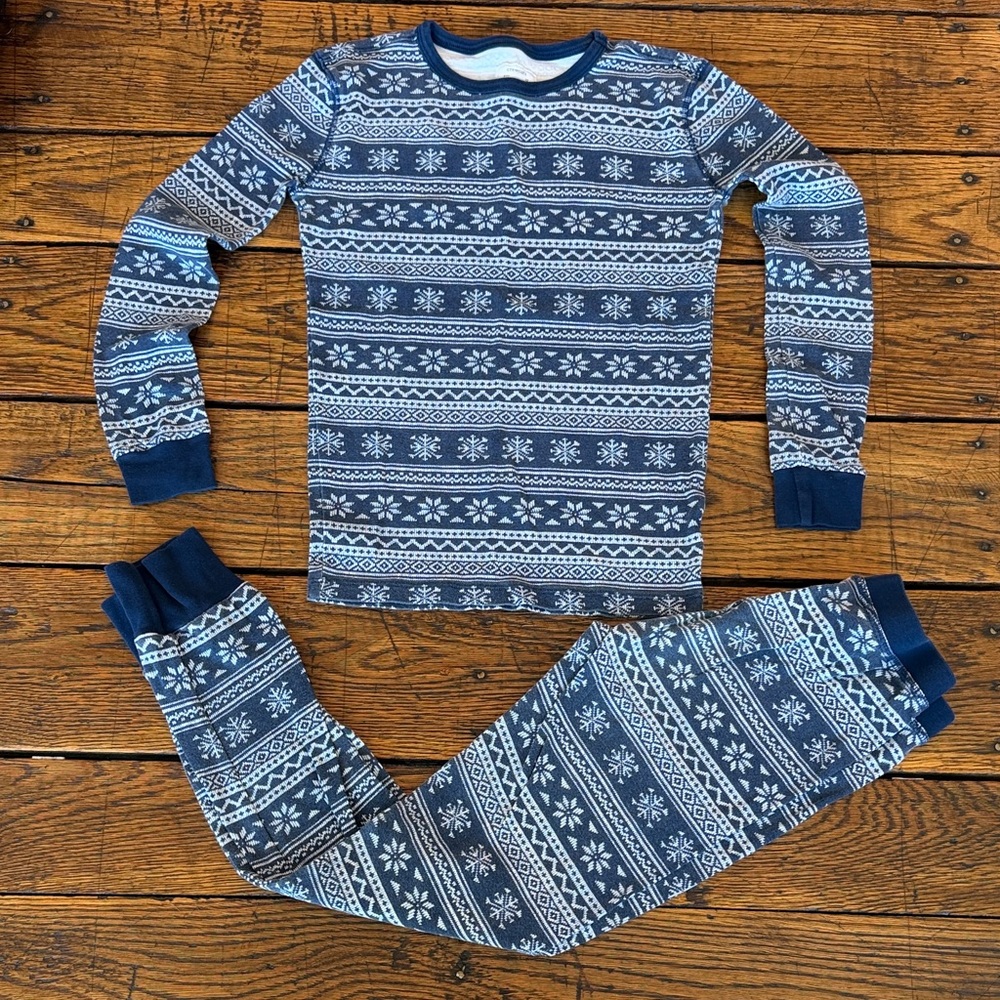 Crewcuts Navy & White Fair Isle Thermal Pajama Set